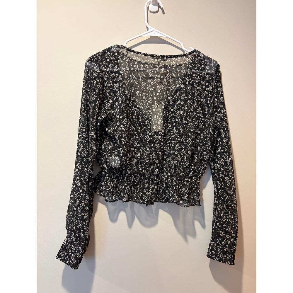 NWT Small Floral Y2K Crop Top Long Sleeve Sheer Coquette Fairy Grunge Z Supply - Picture 3 of 4